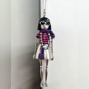 Juicy Couture Vintage Silver Doll Pendant Necklace